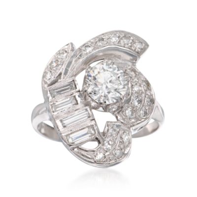 C. 1990 Vintage 1.29 ct. t.w. Diamond Ring in 14kt White Gold. Size 6 &mdash; Alt Image 1