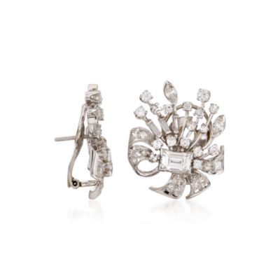C. 1970 Vintage 4.25 ct. t.w. Diamond Earrings in Platinum &mdash; Alt Image 2