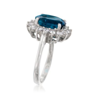 5.40 Carat London Blue Topaz and 1.10 ct. t.w. White Topaz Ring in Sterling Silver &mdash; Alt Image 3