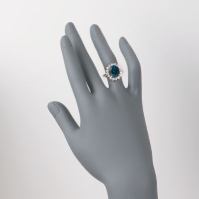 5.40 Carat London Blue Topaz and 1.10 ct. t.w. White Topaz Ring in Sterling Silver &mdash; Alt Image 2