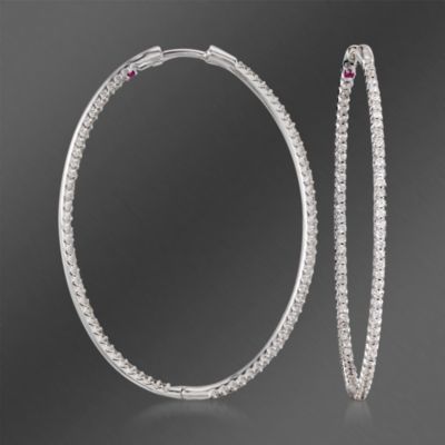 Roberto Coin 1.25 ct. t.w. Diamond In-And-Out Hoop Earrings in 18kt White Gold &mdash; Alt Image 1