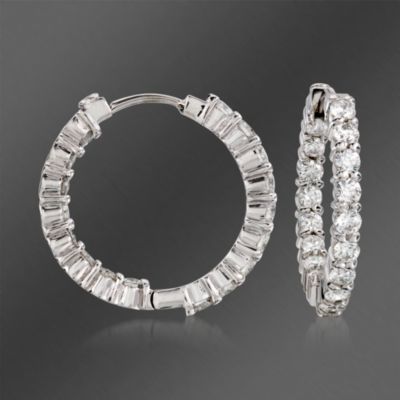 Roberto Coin 1.95 ct. t.w. Diamond Inside-Outside Hoop Earrings in 18kt White Gold &mdash; Alt Image 1