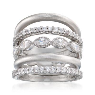 Set of Five CZ Eternity Bands With 2.50 Tot. Gem wt. In Sterling Silver &mdash; Alt Image 1