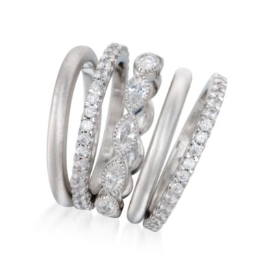 Set of Five CZ Eternity Bands With 2.50 Tot. Gem wt. In Sterling Silver &mdash; Alt Image 2