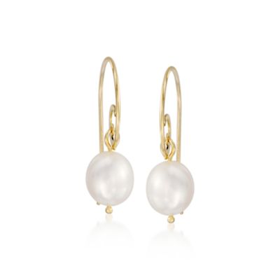 8mm Pearl Earrings in 14kt Yellow Gold &mdash; Alt Image 1