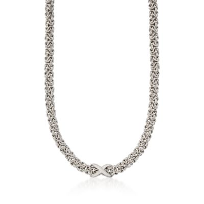 Italian Byzantine Sterling Silver X Necklace. 18" &mdash; Alt Image 1