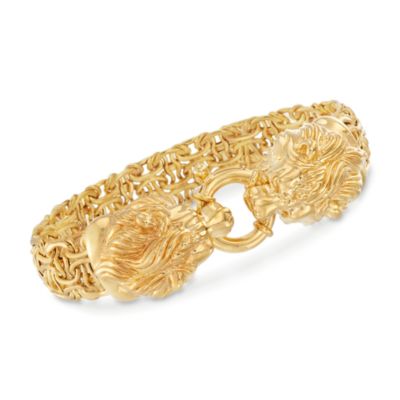 Italian 14kt Yellow Gold Lion Heads Bracelet &mdash; Alt Image 1