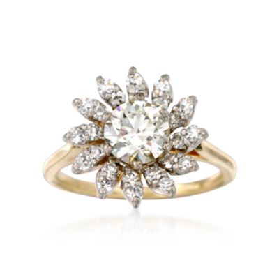 C. 1960 Vintage 1.55 ct. t.w. Diamond Ring in 14kt Yellow Gold. Size 5 &mdash; Alt Image 1