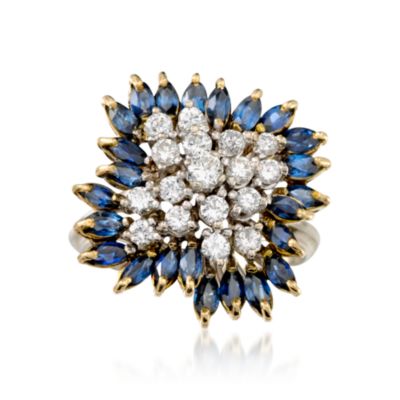 C. 1970 Vintage 3.00 ct. t.w. Sapphire and .65 ct. t.w. Diamond Ring in 18kt Two-Tone Gold. Size 8.75 &mdash; Alt Image 1