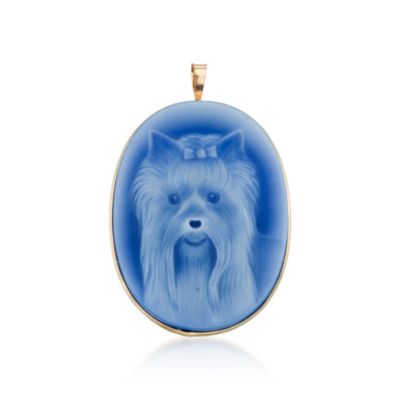 C. 1980 Vintage Yorkshire Terrier Cameo Pin/Pendant In 14kt Yellow Gold &mdash; Alt Image 1