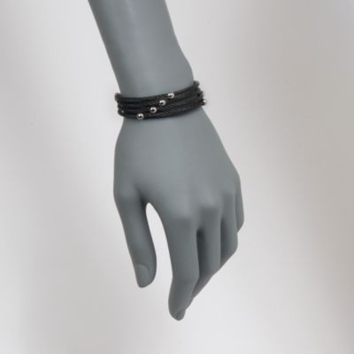 Charriol "Celtic Noir" 18kt White Gold and Stainless Steel Cable Bracelet. 7" &mdash; Alt Image 2
