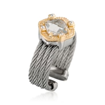 Charriol "Classique" 1.80 Carat White Topaz Ring in Stainless Steel and 18kt Yellow Gold. Size 6.5 &mdash; Alt Image 2