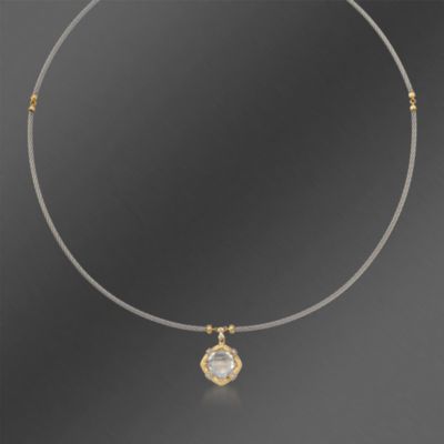 Charriol "Classique" 3.80 Carat White Topaz Necklace in Stainless Steel and 18kt Yellow Gold. 16" &mdash; Alt Image 1