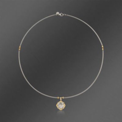 Charriol "Classique" 3.80 Carat White Topaz Necklace in Stainless Steel and 18kt Yellow Gold. 16" &mdash; Alt Image 2