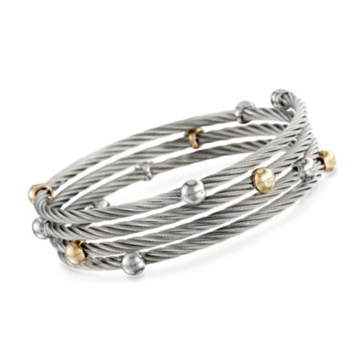 Charriol "Classique" Stainless Steel and 18kt Gold Wrap Bracelet. 7" &mdash; Alt Image 1