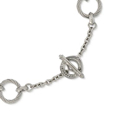 Charriol "Classique" Stainless Steel and 18kt Gold Multi-Link Necklace With Diamonds. 16" &mdash; Alt Image 2