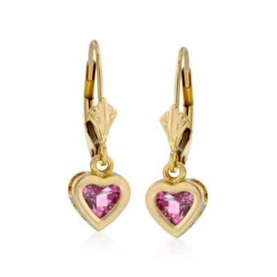 1.25 ct. t.w. Pink Topaz Heart Earrings In 14kt Yellow Gold &mdash; Alt Image 1