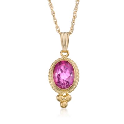 1.60 Carat Pink Topaz Necklace in 14kt Yellow Gold. 18" &mdash; Alt Image 1