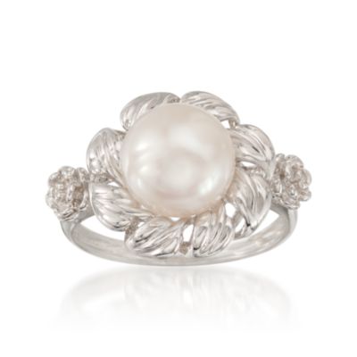 9-10mm Pearl Flower Ring In Sterling Silver &mdash; Alt Image 1