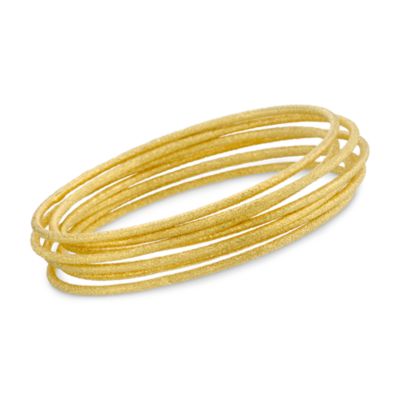 Set of Seven 18kt Gold Over Sterling Silver Bangle Bracelets. 7" &mdash; Alt Image 1
