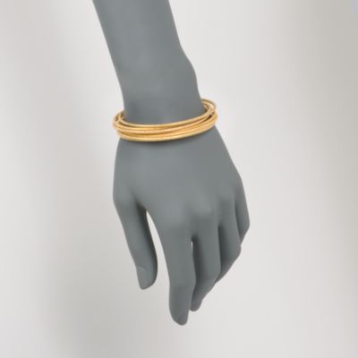 Set of Seven 18kt Gold Over Sterling Silver Bangle Bracelets. 7" &mdash; Alt Image 2