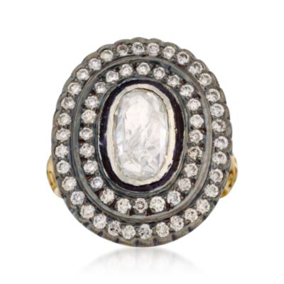 Mughal-Style 2.00 ct. t.w. Diamond Ring in Sterling Silver and 18kt Yellow Gold With Black Rhodium. Size 6 &mdash; Alt Image 1