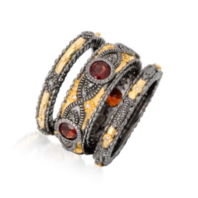Set of Three 1.25 ct. t.w. Garnet Eternity Bands In Sterling Silver With Black and Yellow Rhodium &mdash; Alt Image 3