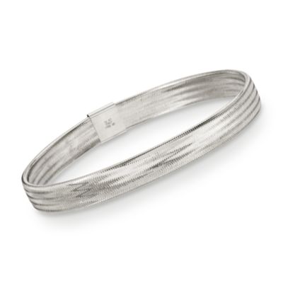 Italian Flex Bangle Bracelet With 14kt White Gold. 8" &mdash; Alt Image 1