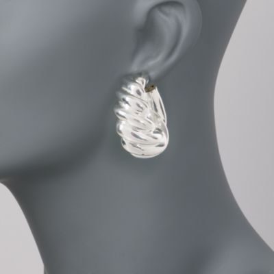 Italian Sterling Silver Twisted Hoops. Hoop Earrings &mdash; Alt Image 2