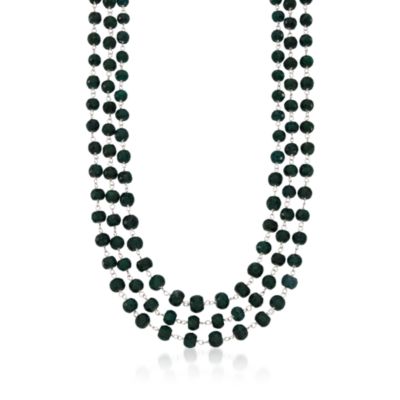 420.00 ct. t.w. Emerald Three Strand Necklace With Sterling Silver. 18" &mdash; Alt Image 1