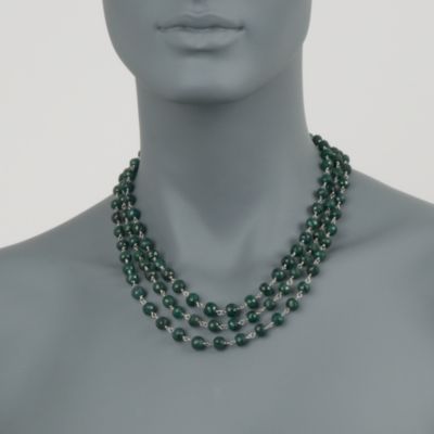 420.00 ct. t.w. Emerald Three Strand Necklace With Sterling Silver. 18" &mdash; Alt Image 2