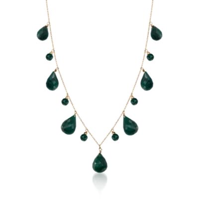 34.15 ct. t.w. Emerald Drop Necklace in 14kt Yellow Gold. 18" &mdash; Alt Image 1