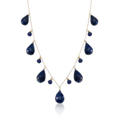 34.15 ct. t.w. Sapphire Drop Necklace in 14kt Yellow Gold. 18" &mdash; Alt Image 1