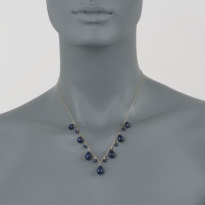 34.15 ct. t.w. Sapphire Drop Necklace in 14kt Yellow Gold. 18" &mdash; Alt Image 2