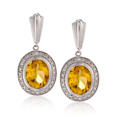 3.95 ct. t.w. Citrine Earrings With Diamonds In Sterling Silver &mdash; Alt Image 1