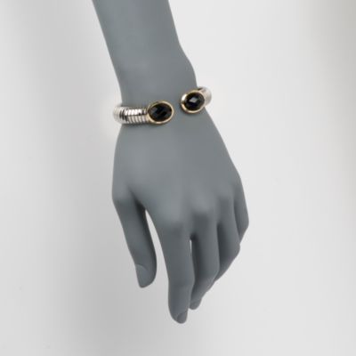 Italian Two-Tone Cuff Bracelet With Black Onyx. 8" &mdash; Alt Image 2