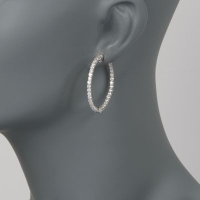 3.50 ct. t.w. Diamond In-And-Out Hoop Earrings in 14kt White Gold &mdash; Alt Image 2