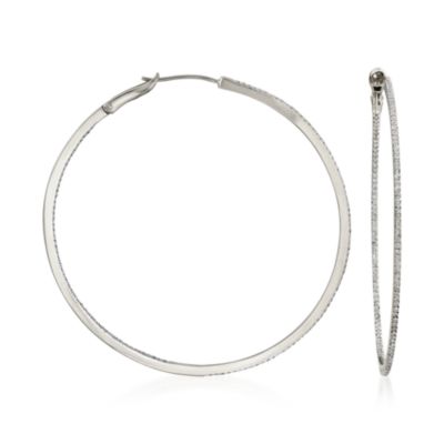 .40 ct. t.w. Diamond In-And-Out Hoop Earrings in 14kt White Gold &mdash; Alt Image 1