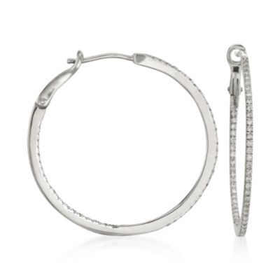 .25 ct. t.w. Diamond In-And-Out Hoop Earrings in 14kt White Gold &mdash; Alt Image 1
