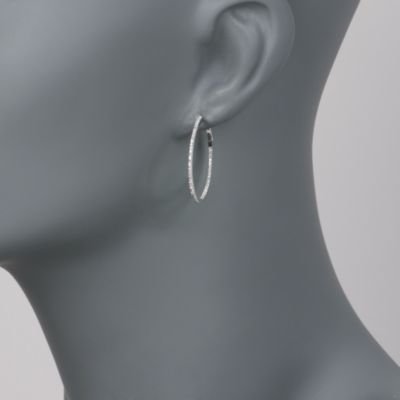 .25 ct. t.w. Diamond In-And-Out Hoop Earrings in 14kt White Gold &mdash; Alt Image 2