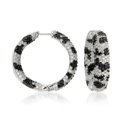 17.60 ct. t.w. Pave CZ In-And-Out  Hoop Earrings in Sterling Silver &mdash; Alt Image 1