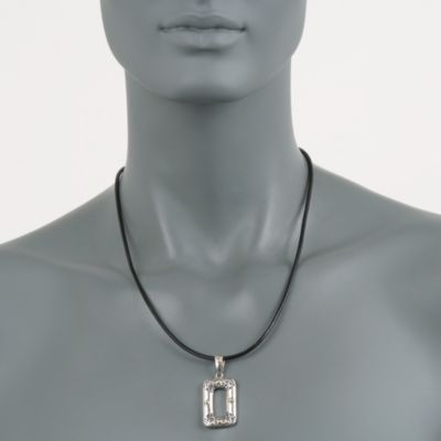 Balinese Two-Tone Pendant on a Black Leather Cord &mdash; Alt Image 4