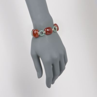 Red and Green Jade Bracelet In Sterling Silver &mdash; Alt Image 2