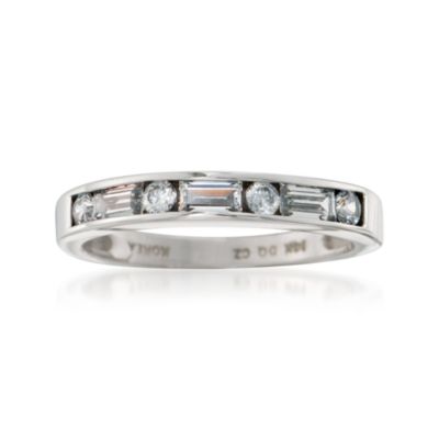 C. 1990. Vintage .65 ct. t.w. CZ Wedding Ring in 14kt White Gold. Size 6.75 &mdash; Alt Image 1