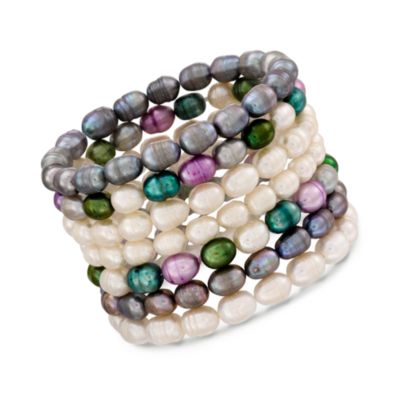 Set of Seven Multicolored  Pearl Bracelets &mdash; Alt Image 1