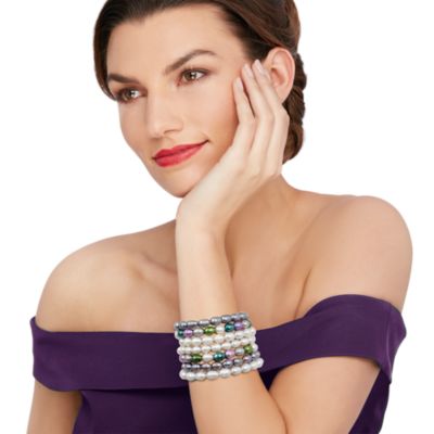 Set of Seven Multicolored  Pearl Bracelets &mdash; Alt Image 2