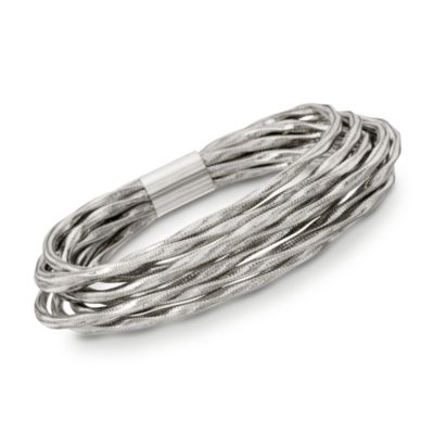 Italian Nine-Strand Flex Bangle Bracelets With 14kt White Gold. 8" &mdash; Alt Image 1