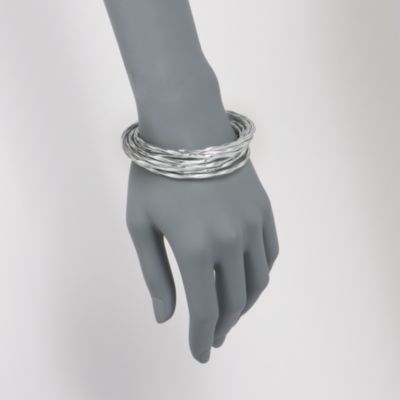 Italian Nine-Strand Flex Bangle Bracelets With 14kt White Gold. 8" &mdash; Alt Image 2
