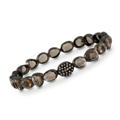 22.85 ct. t.w. Smoky Quartz and .30 ct. t.w. Diamond Bangle Bracelet In Sterling Silver &mdash; Alt Image 1