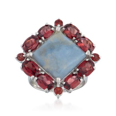 Blue Agate and 6.45 ct. t.w. Garnet Ring in Sterling Silver &mdash; Alt Image 1